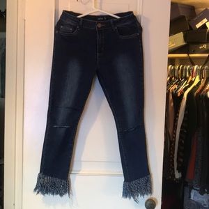 Boohoo Jeans with skits and fringe hem